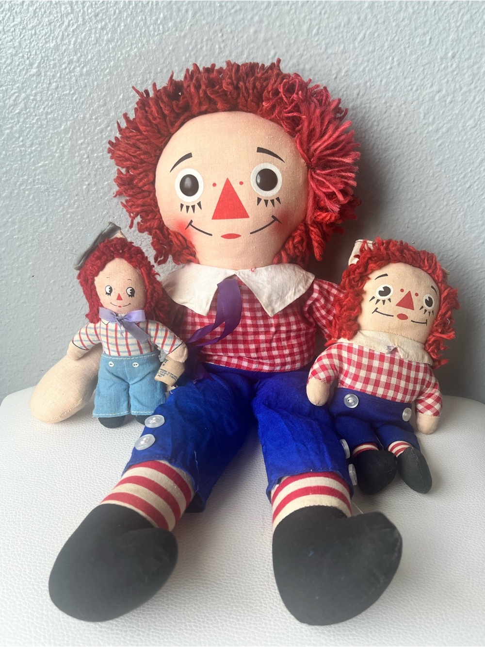 1970-1980 vintage Raggedy Andy Dolls Three sizes